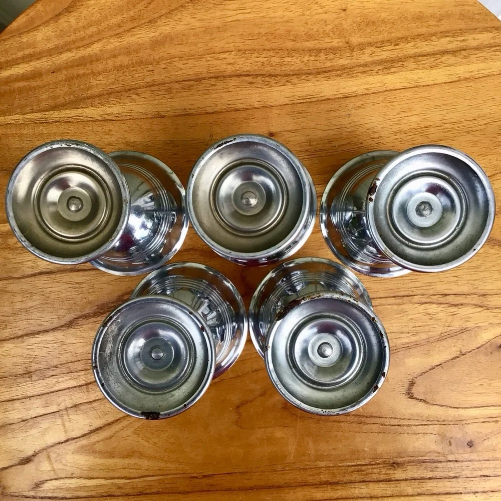 Vintage Stainless Chrome MCM Cocktail Shaker Pitcher with Goblets
